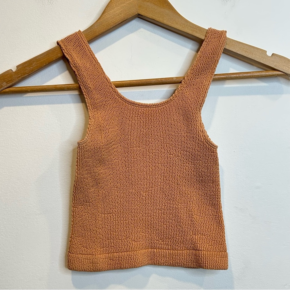 Free People FP Movement Crinkle Stretch Crop Tank Top Brown